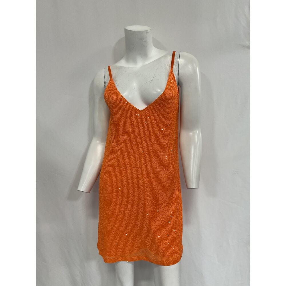 Itmfl 'Noa Solid' Orange Sequin Embellished Dress… - image 2